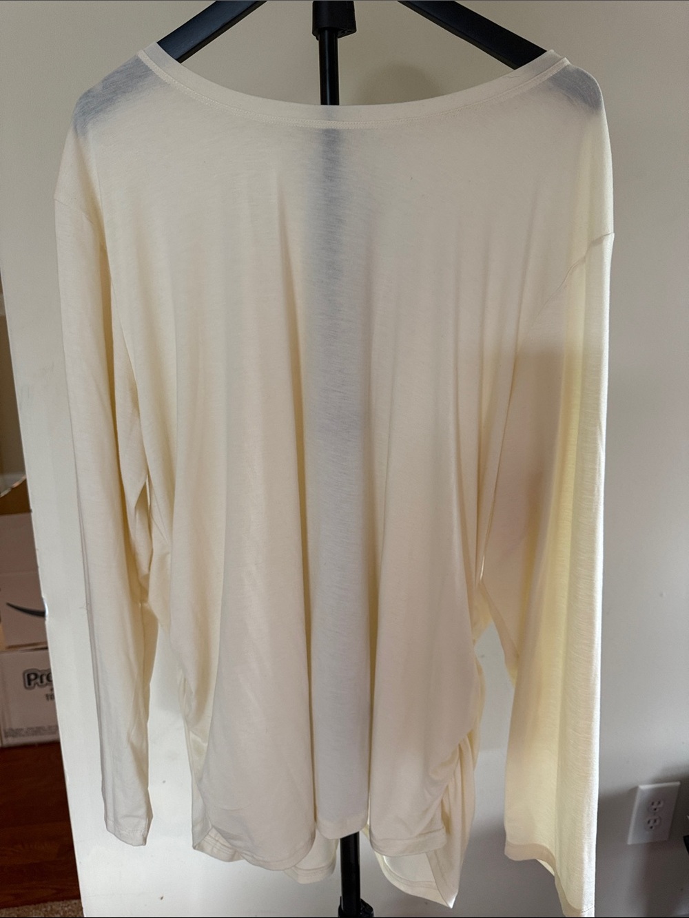 tek gear Cream Long Sleeve Ruched Side Top